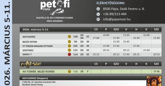 Petőfi Mozi Pápa aktuális műsora 