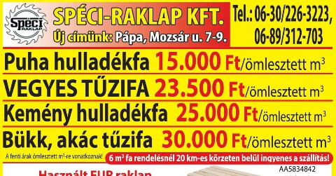 Puha hulladékfa és vegyes tűzifa kapható!