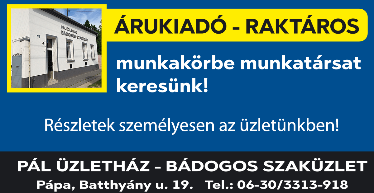ÁRUKIADÓ - RAKTÁROS