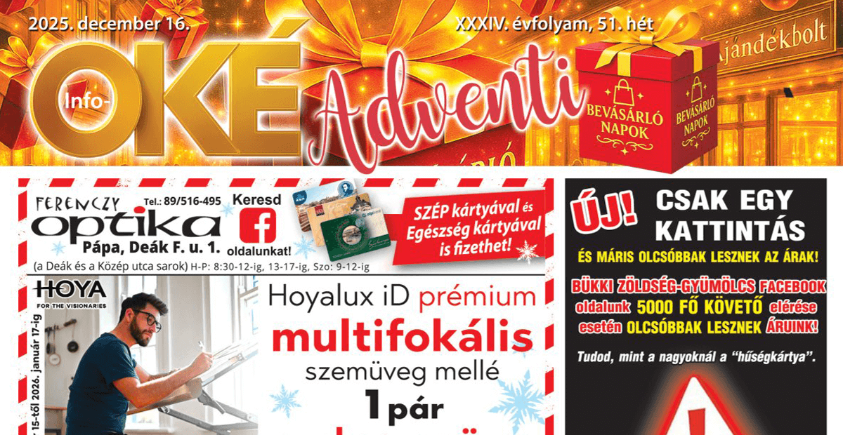 Info-OKÉ 2025/51. hét - Adventi Bevásárló Napok