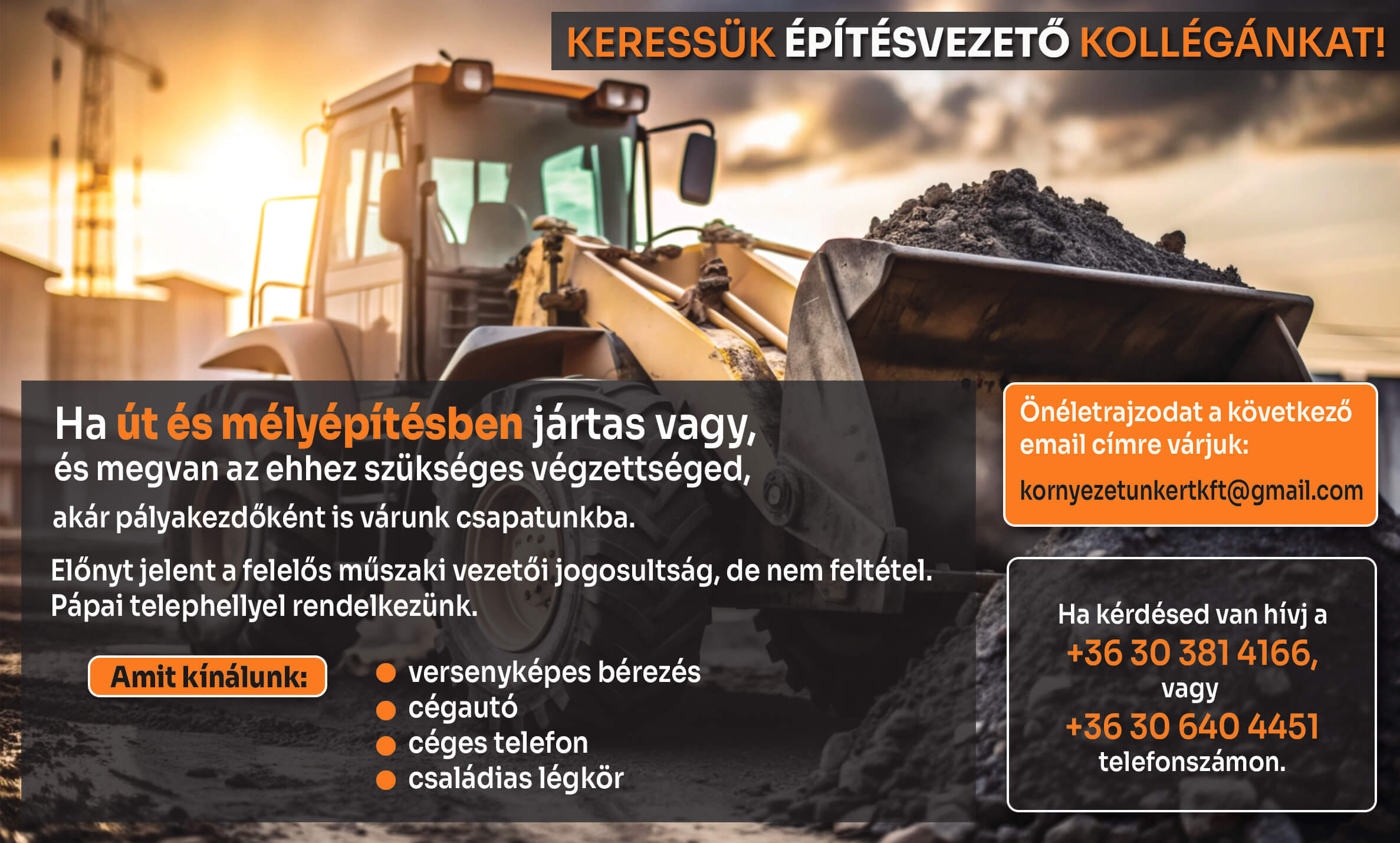 Építésvezető kollégát keresünk