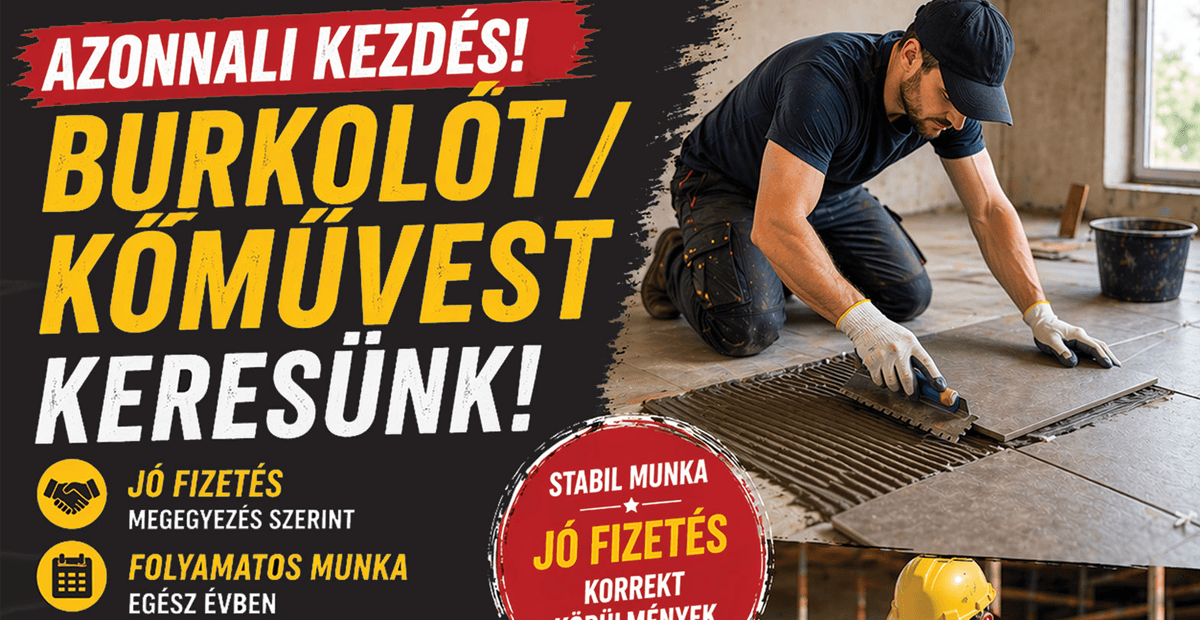 Burkolót / kőművest keresünk