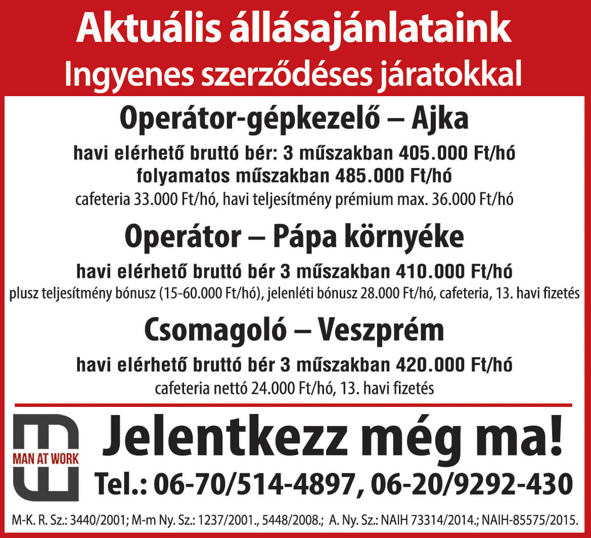Operátor, Operátor-gépkezelő, Csomagoló állások