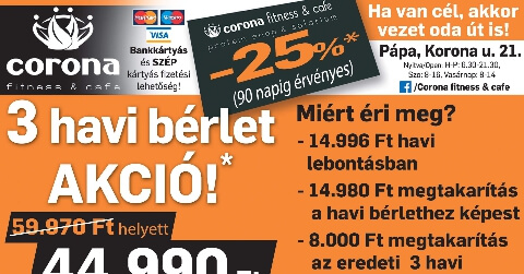 3 havi bérlet AKCIÓ!