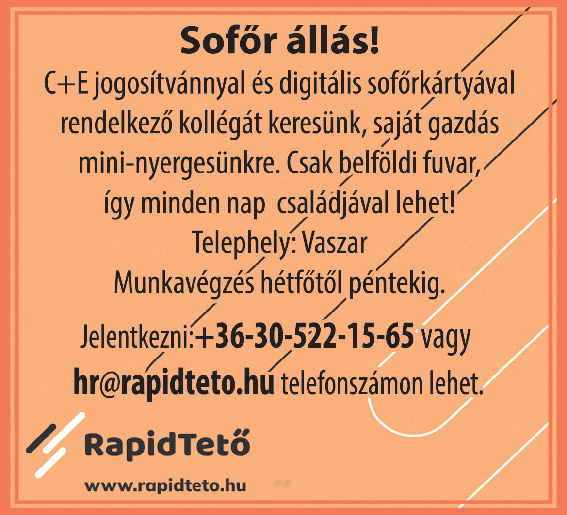 Rapid Tető - Sofőr állás
