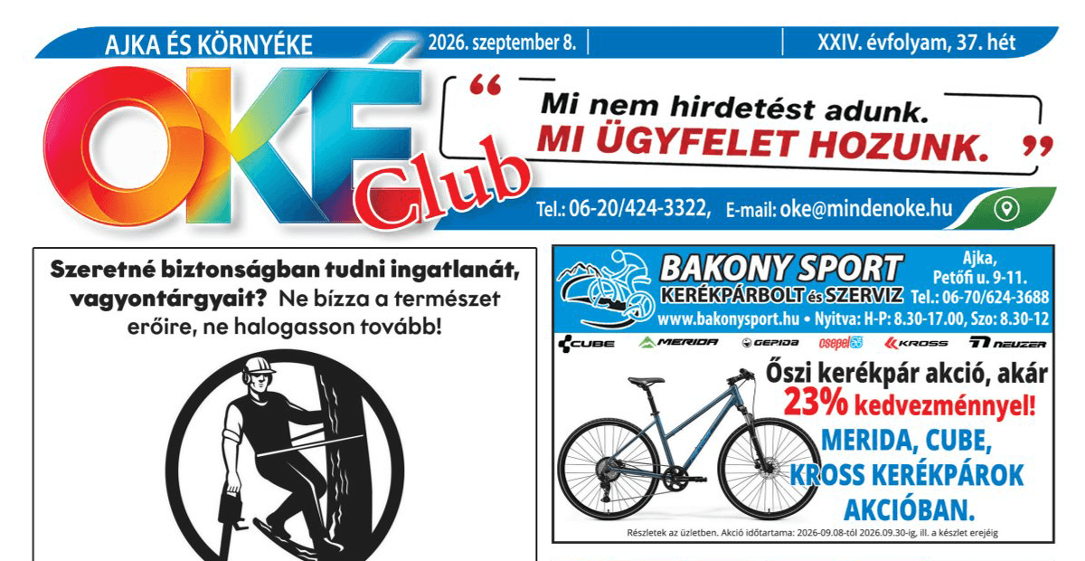 Oké Club Ajka 2026/37. hét