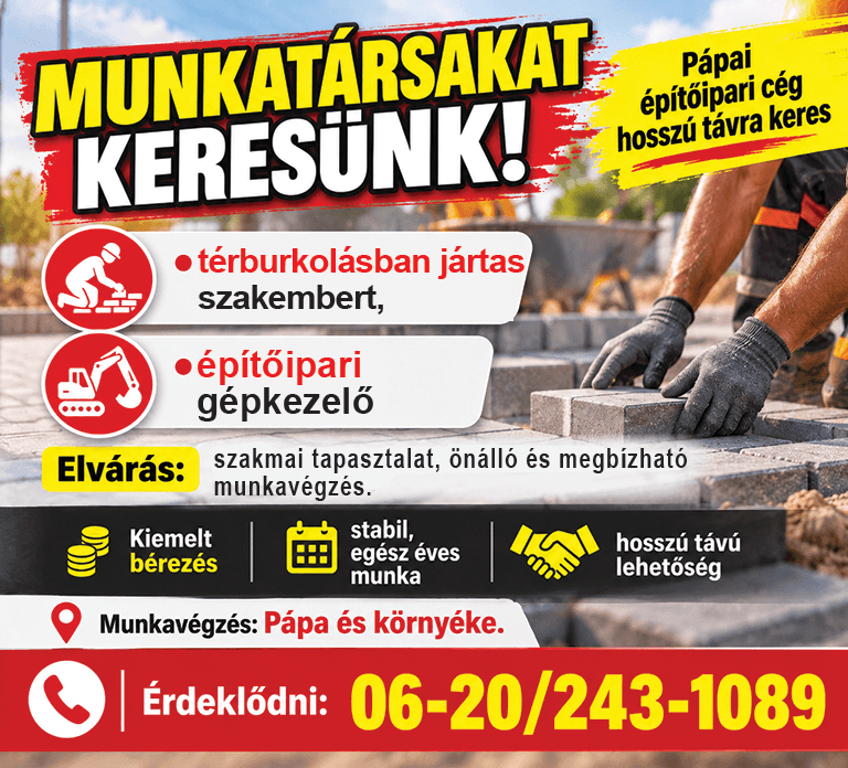 Építőipari cég munkatársakat keres